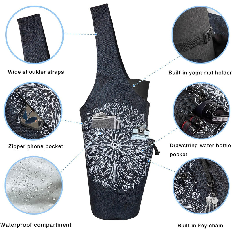 Waterproof‑Pocket Yoga Mat Tote Bag