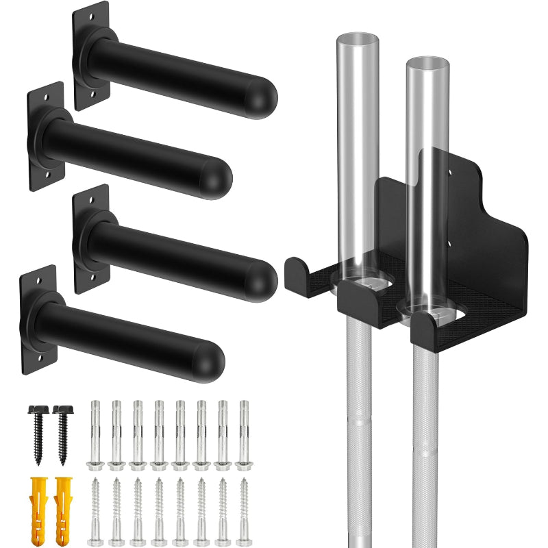 Wall‑Mount Weight Plate & Barbell Holder Set