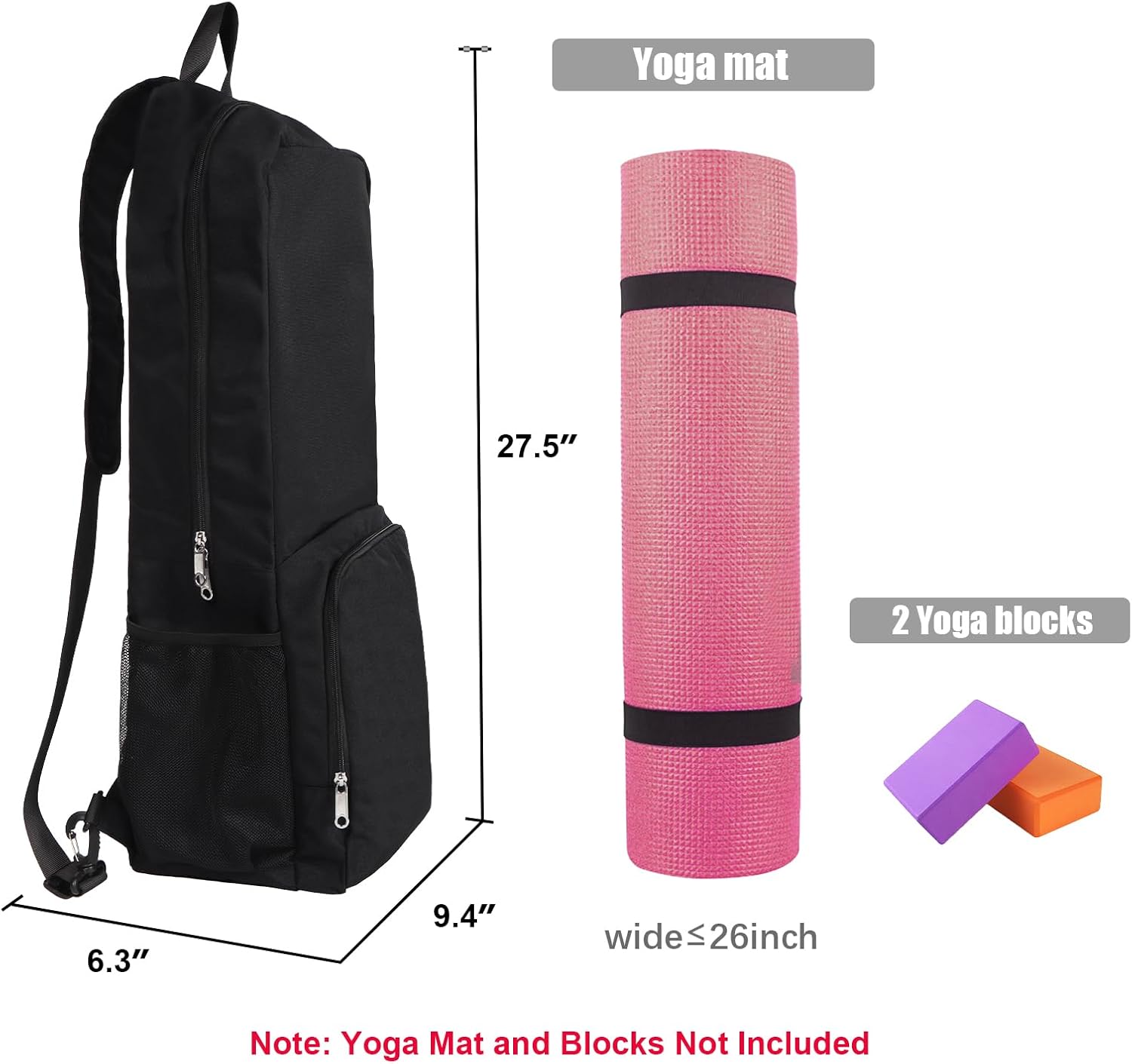 Waterproof Mesh‑Pocket Yoga Mat Backpack