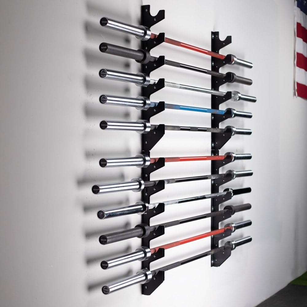 6‑Bar Horizontal Wall‑Mount Barbell Holder