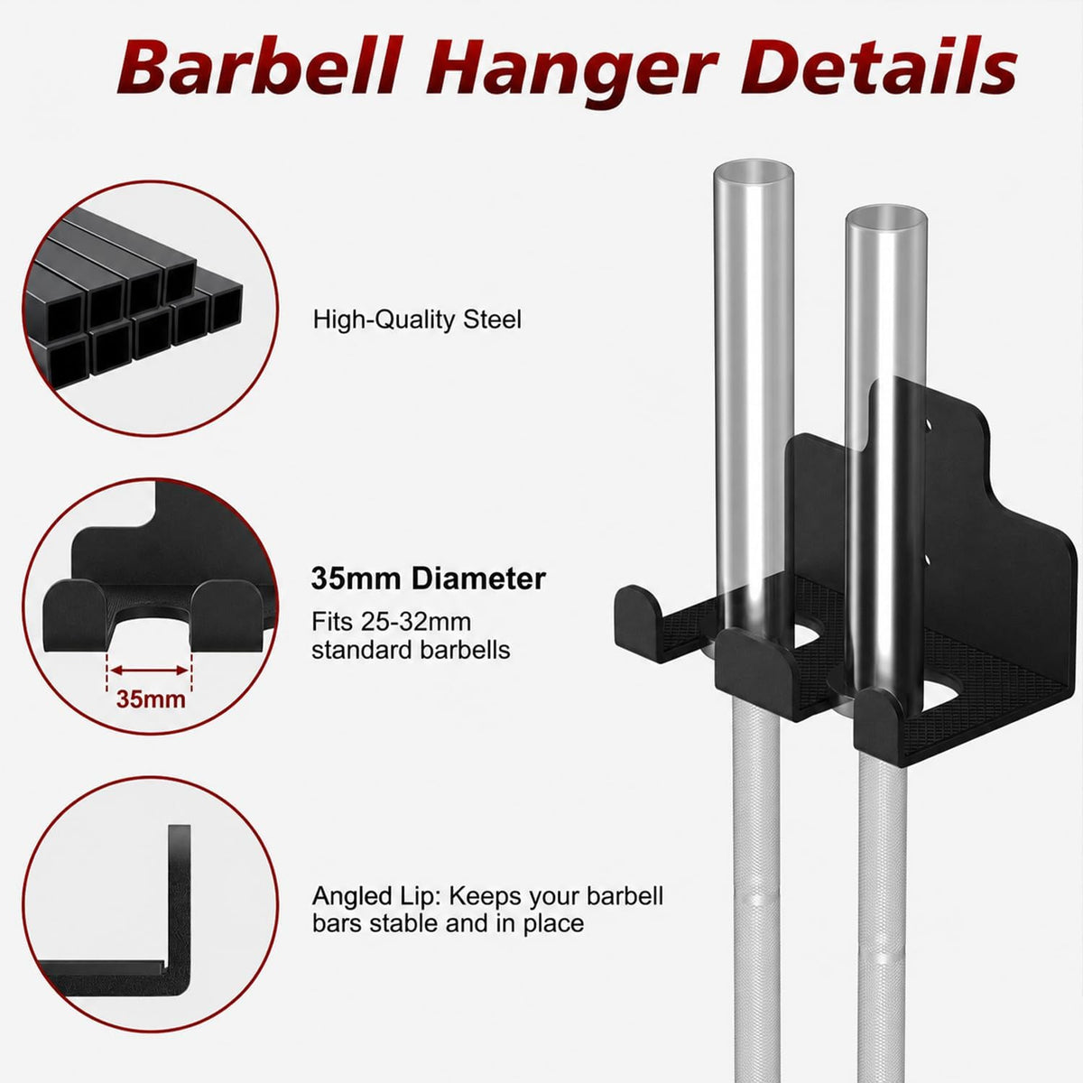Wall‑Mount Weight Plate & Barbell Holder Set