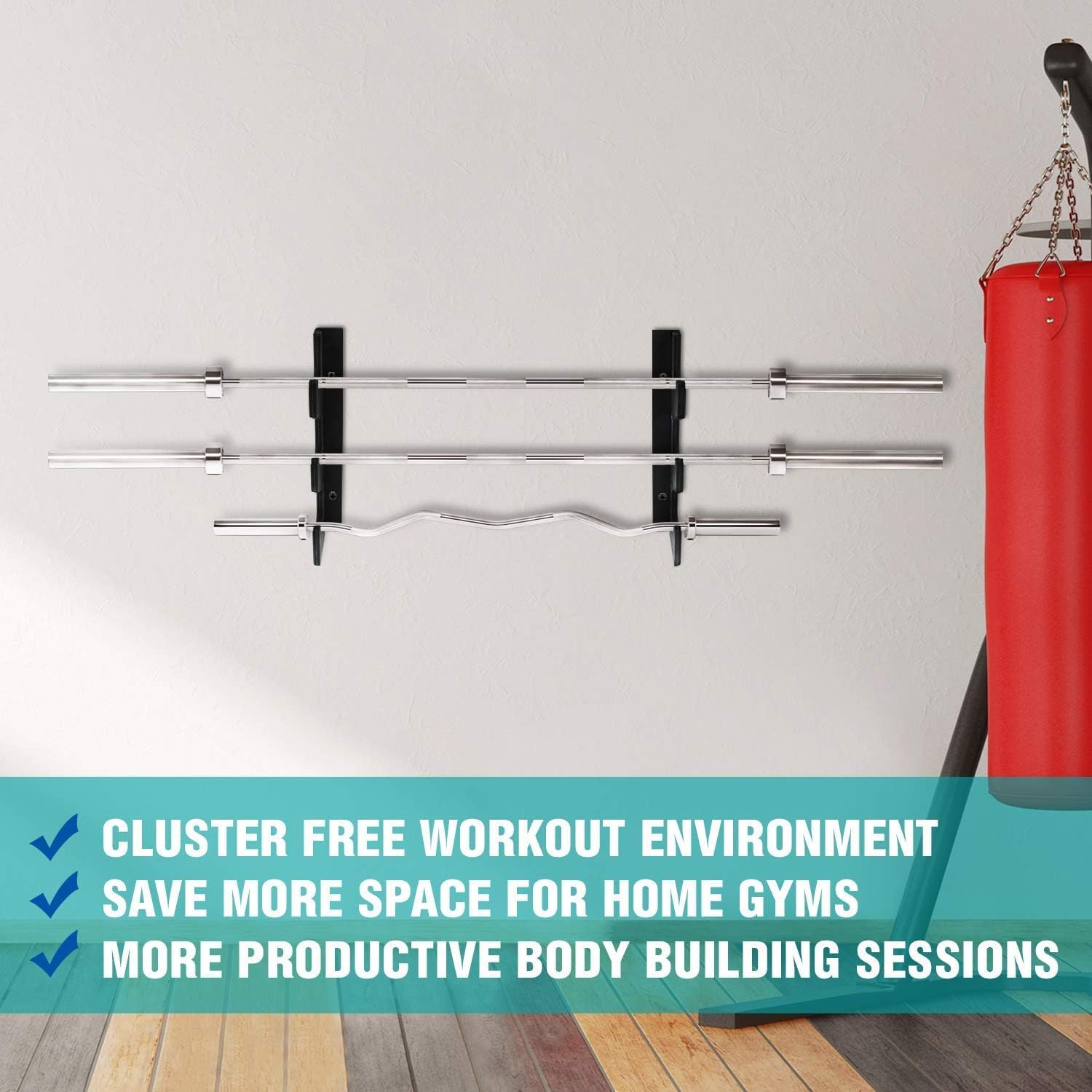 Vertical Wall‑Mount Olympic Barbell Holder