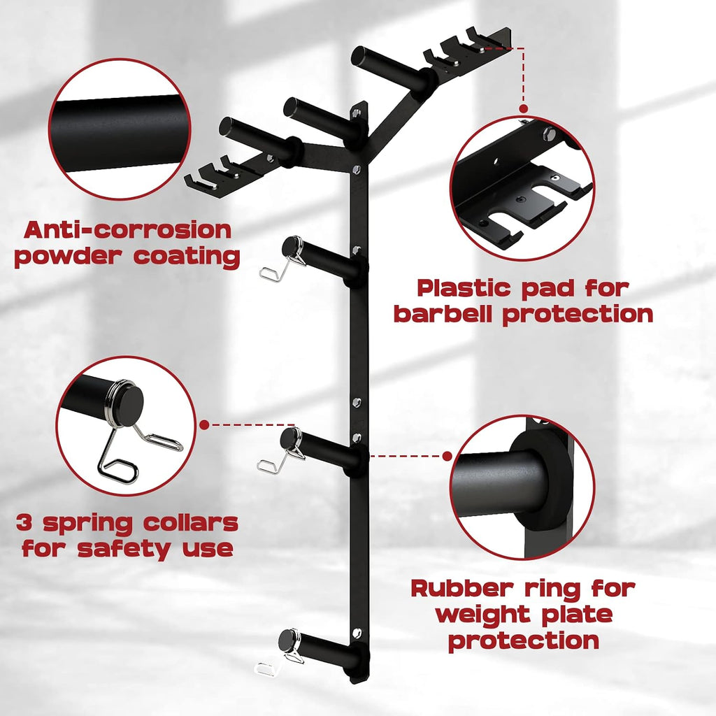 Wall‑Mount Weight Plate & Barbell Storage Rack