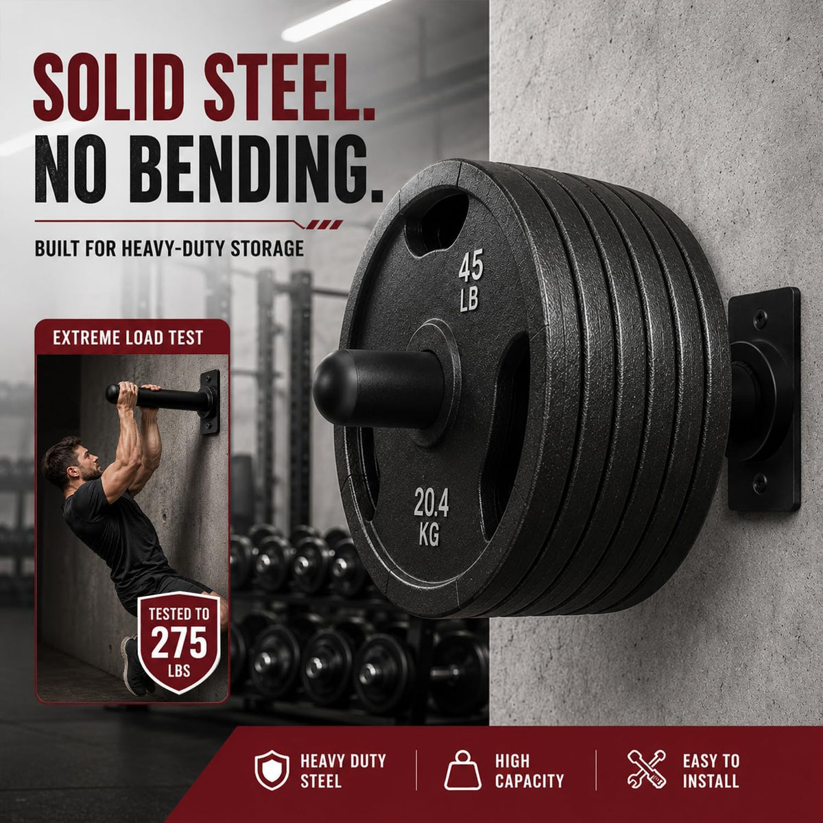 Wall‑Mount Weight Plate & Barbell Holder Set