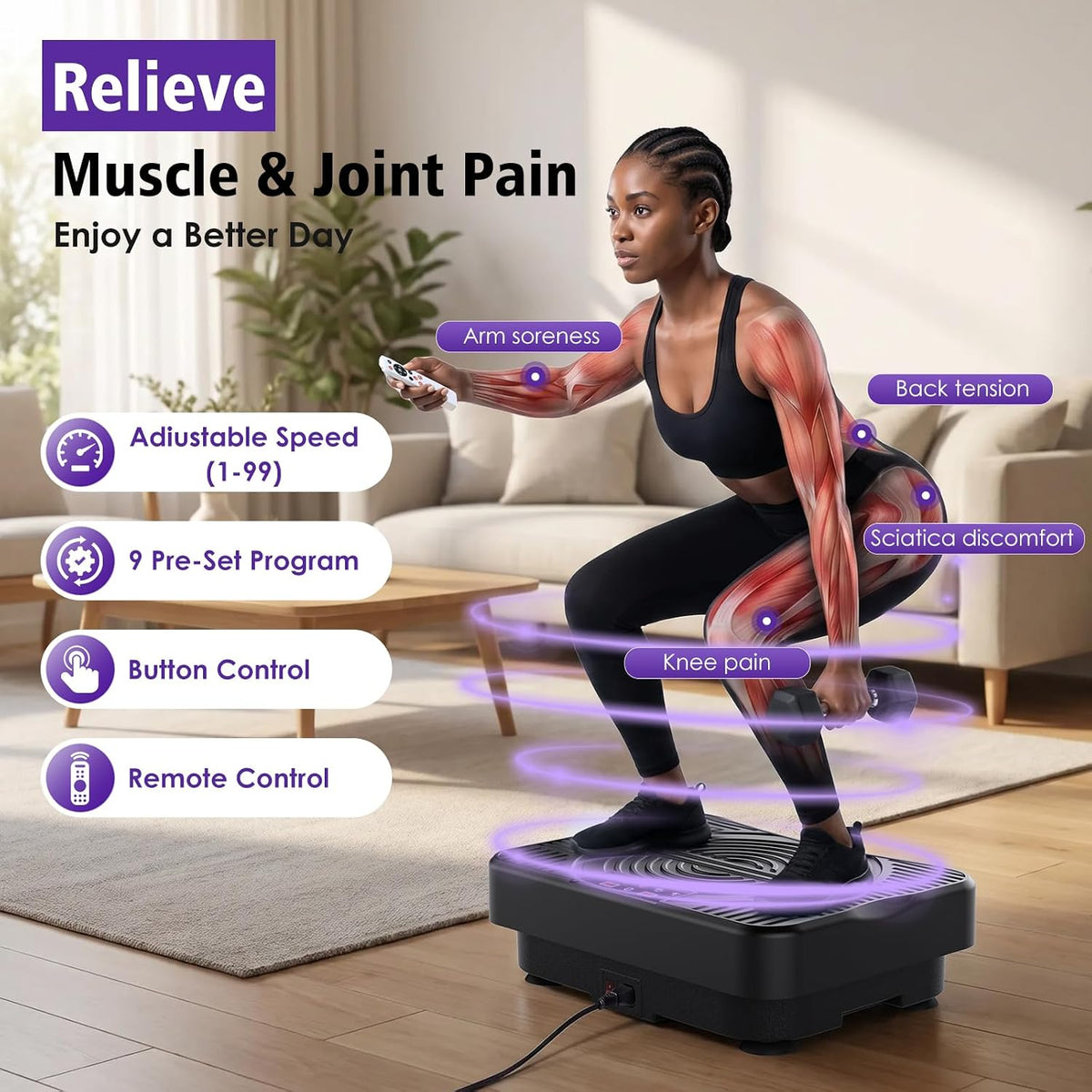Remote‑Control Vibration Plate Exercise Machine