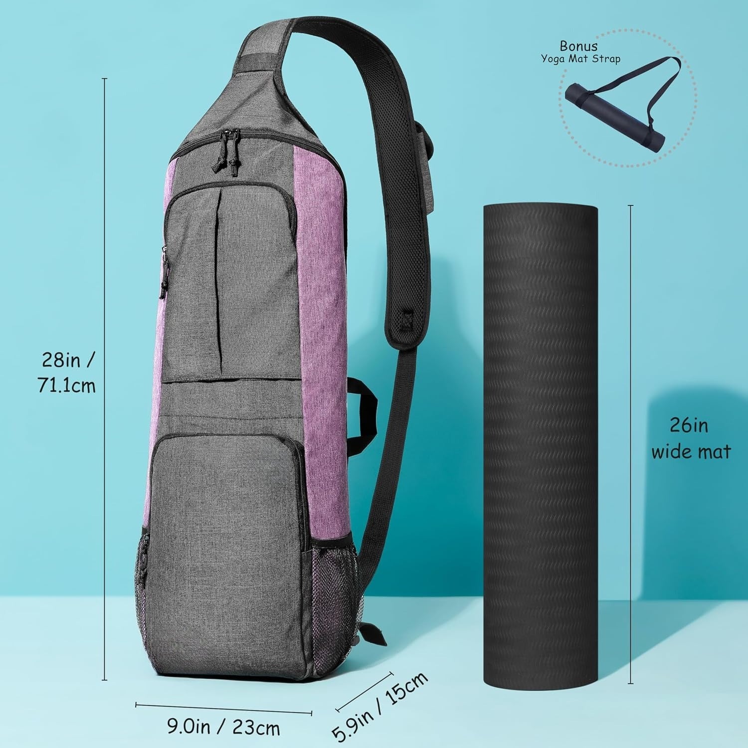 Multi‑Pocket Yoga Mat Backpack
