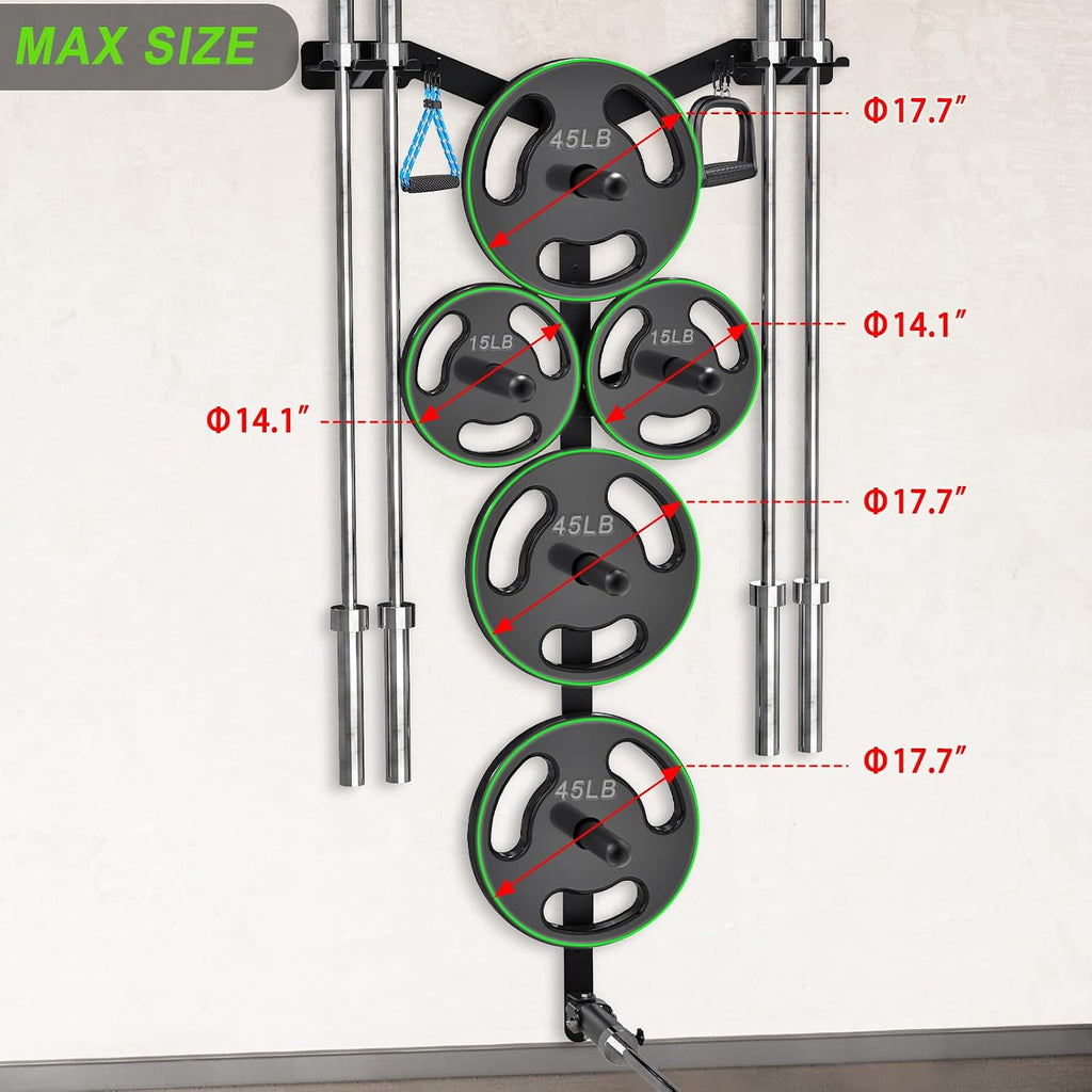 Wall‑Mount Weight Plate & Barbell Rack