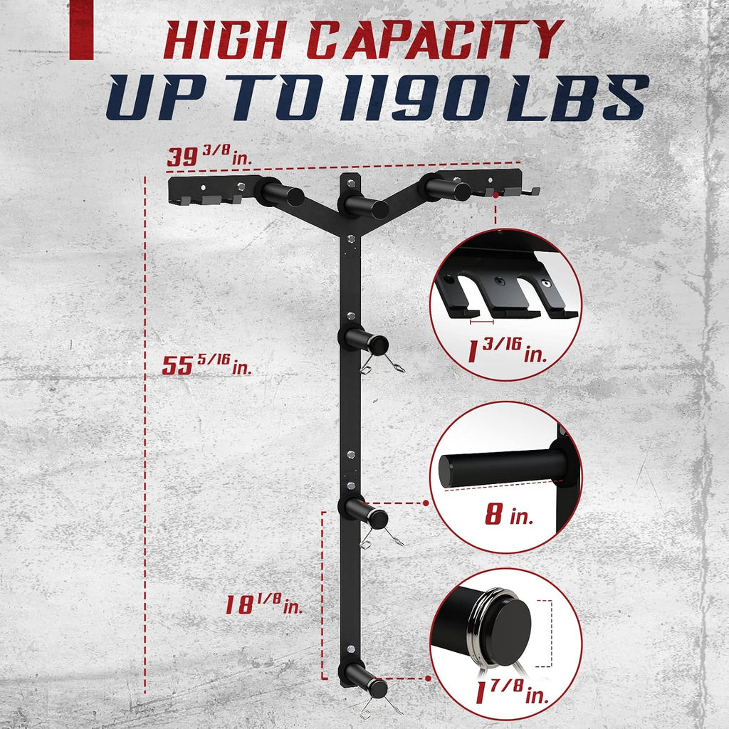 Wall‑Mount Weight Plate & Barbell Storage Rack