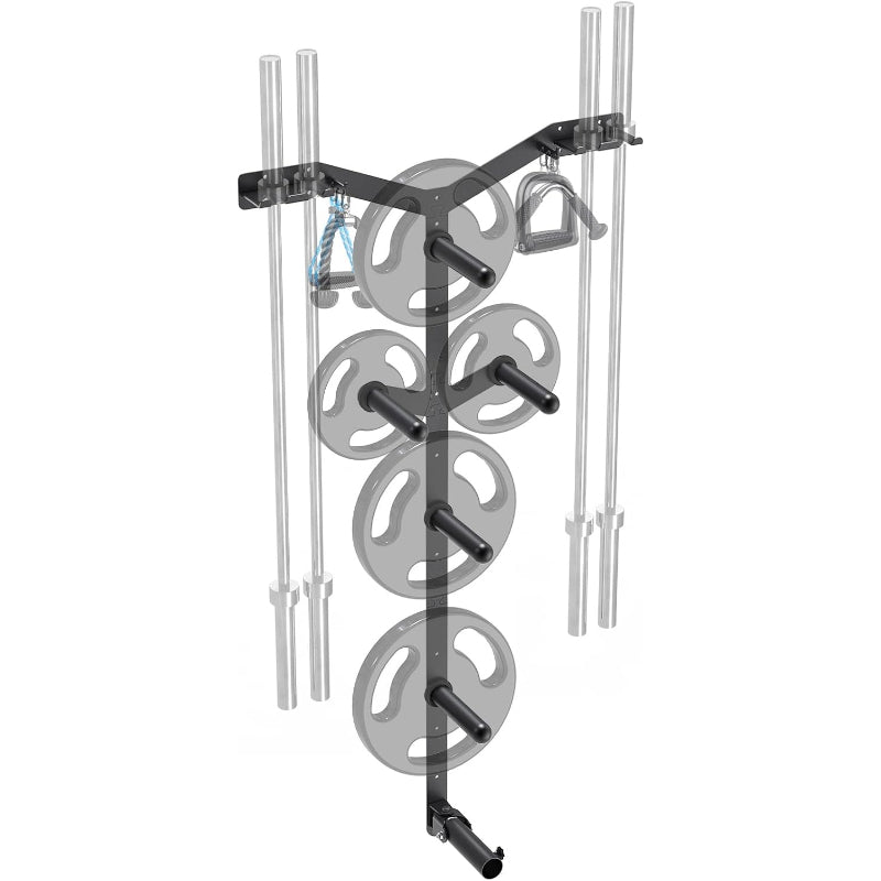 Wall‑Mount Weight Plate & Barbell Rack