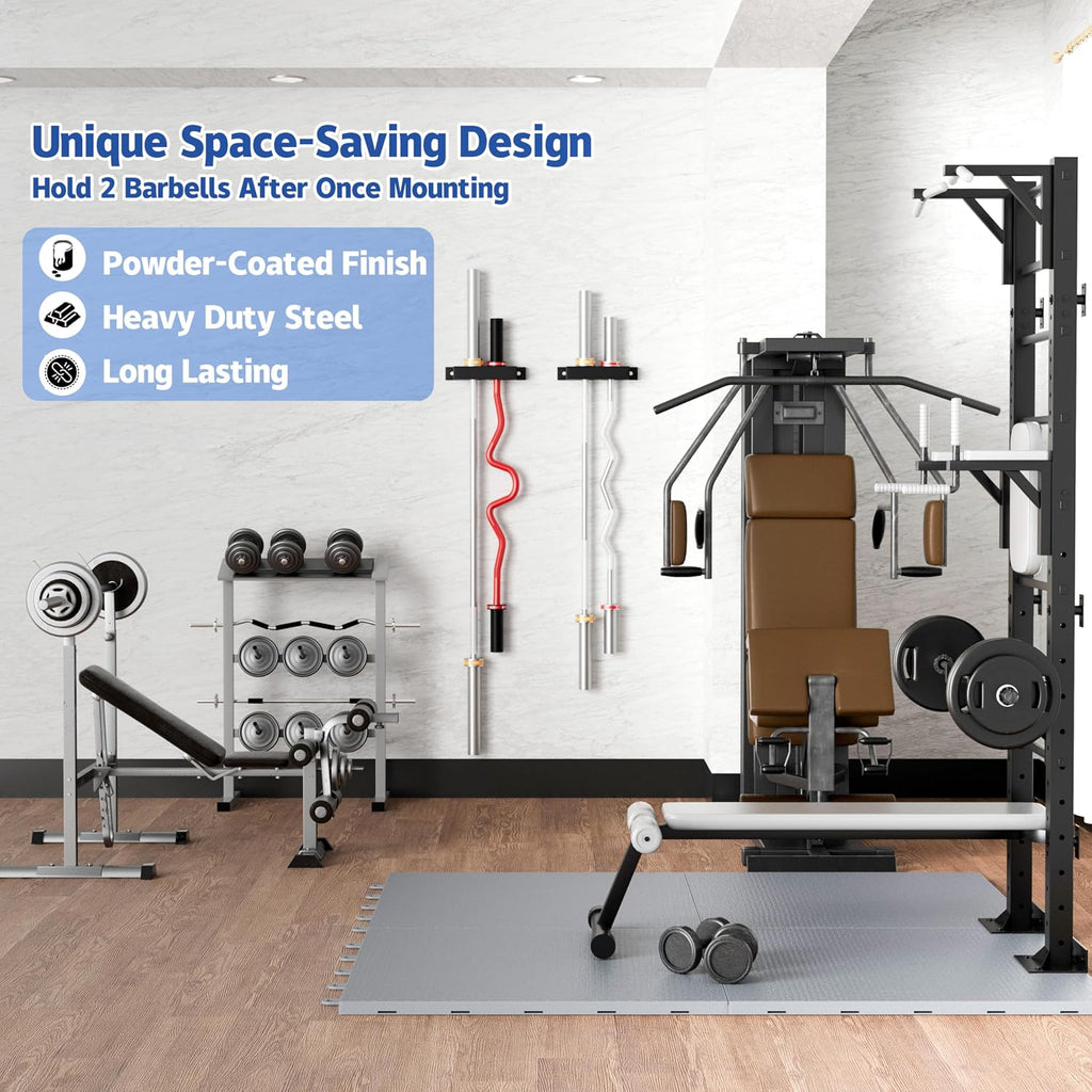 Wall‑Mount Olympic Barbell Storage Hanger