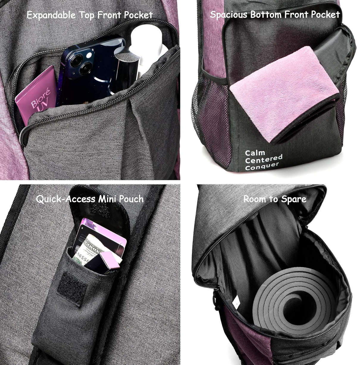 Multi‑Pocket Yoga Mat Backpack