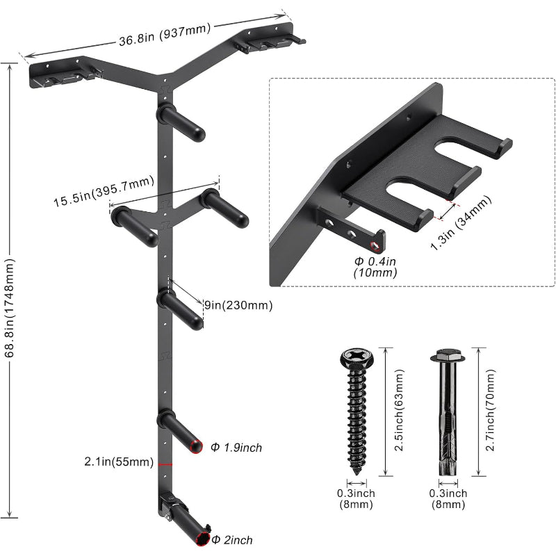 Wall‑Mount Weight Plate & Barbell Rack
