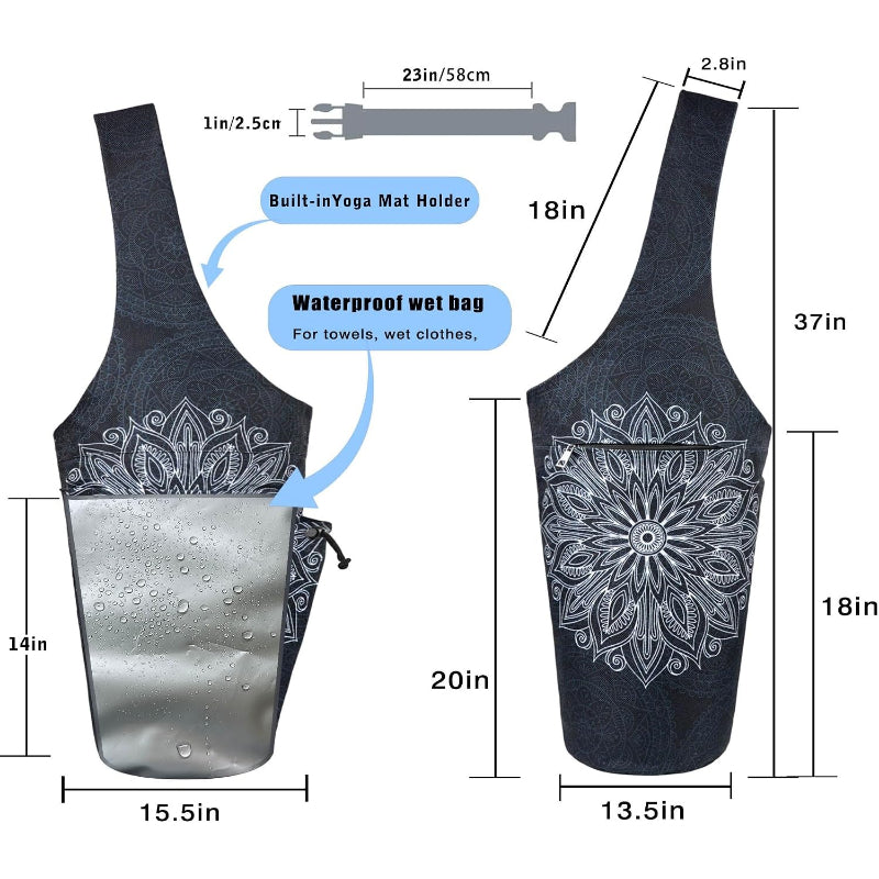 Waterproof‑Pocket Yoga Mat Tote Bag