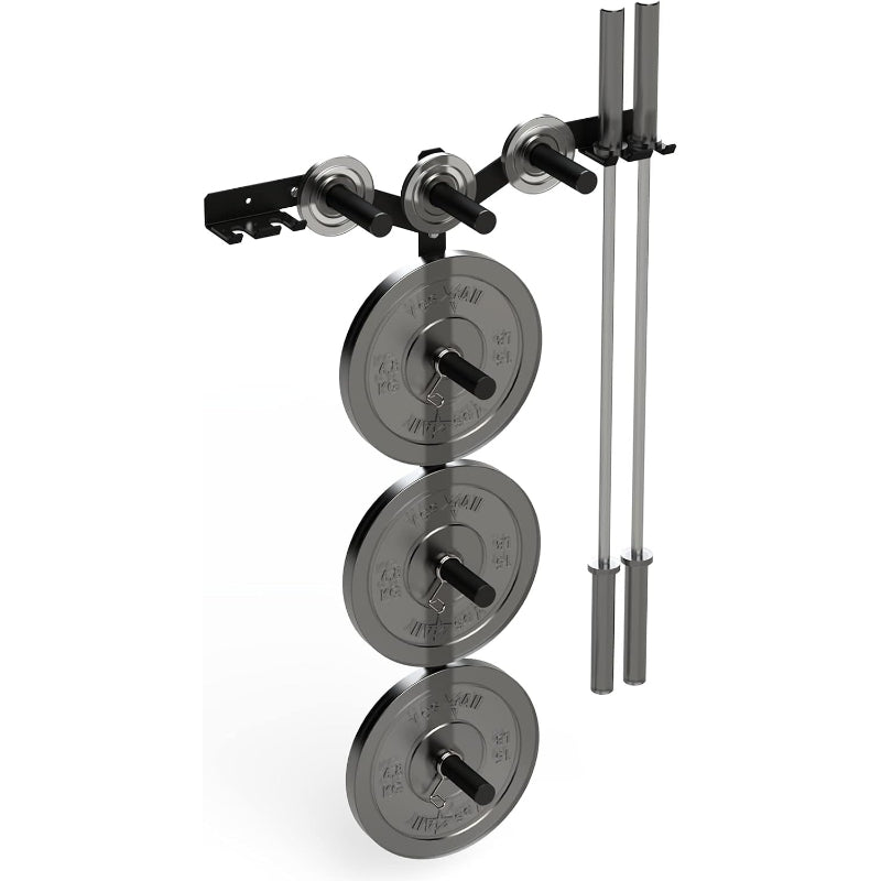 Wall‑Mount Weight Plate & Barbell Storage Rack